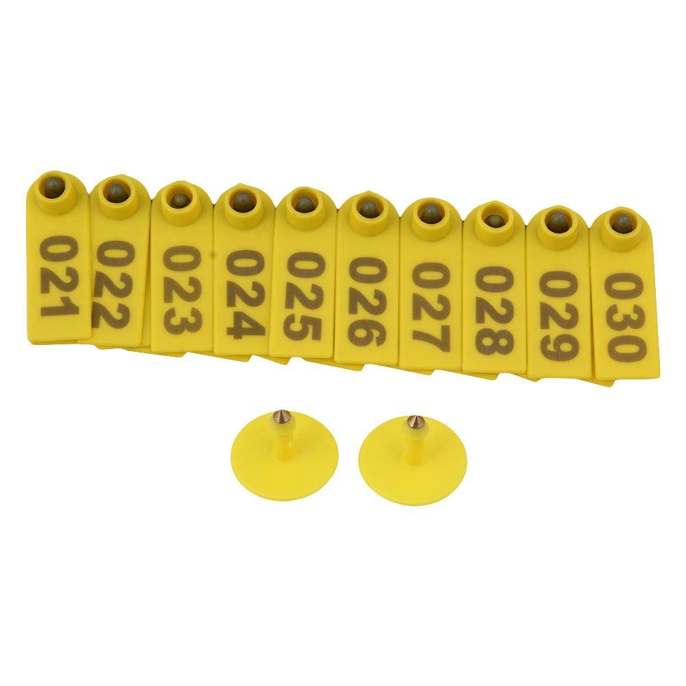 1-100 Cattle Number Ear Tag 5x2cm Set - Yellow Small Pig Sheep Livestock Label - Next Deals AU