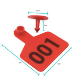 1-100 Cattle Number Ear Tag 6x7cm Set - Medium Red Sheep Livestock Label - Next Deals AU