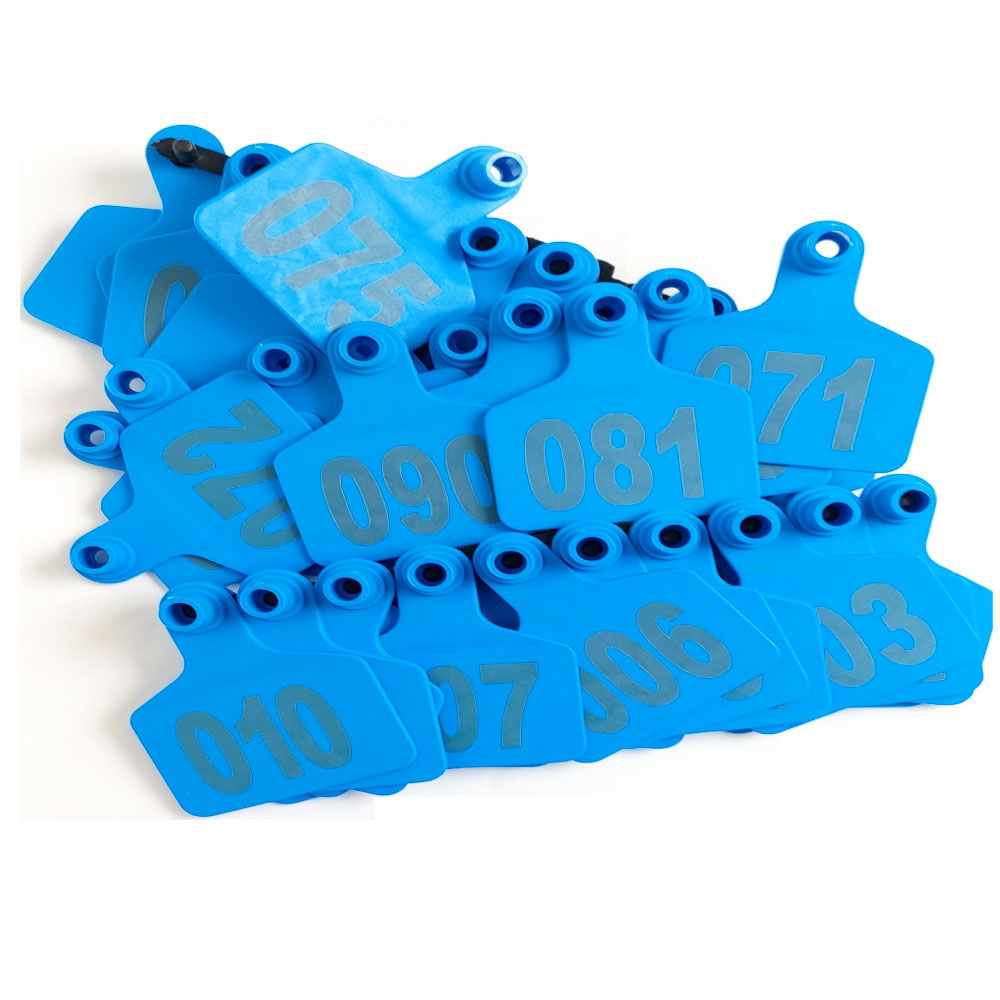 1-100 Cattle Number Ear Tags 6x7.5cm Set - Medium Blue Cow Sheep Livestock Label - Next Deals AU
