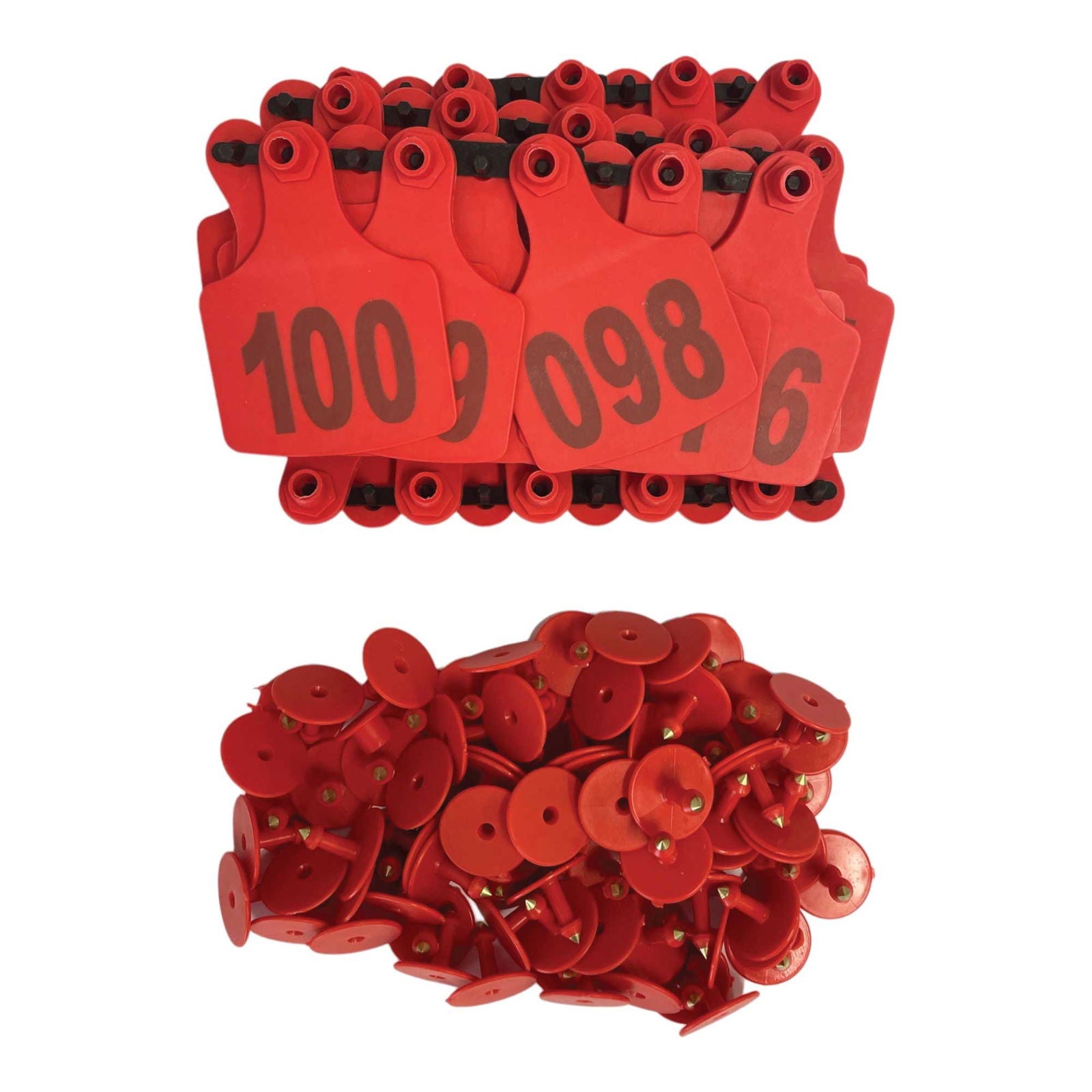 1-100 Cattle Number Ear Tags 7.5x10cm Set - XL Red Cow Sheep Livestock Labels - Next Deals AU