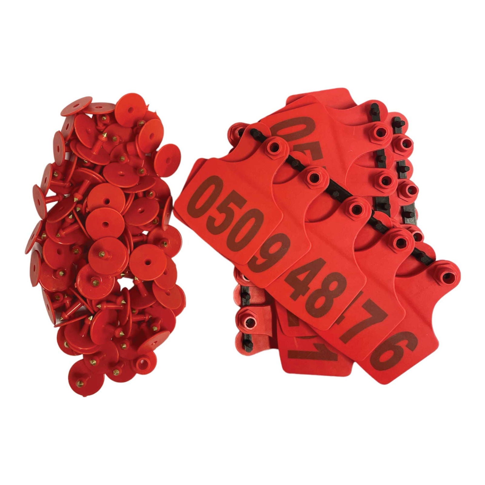 1-100 Cattle Number Ear Tags 7.5x10cm Set - XL Red Cow Sheep Livestock Labels - Next Deals AU