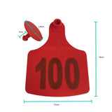 1-100 Cattle Number Ear Tags 7.5x10cm Set - XL Red Cow Sheep Livestock Labels - Next Deals AU