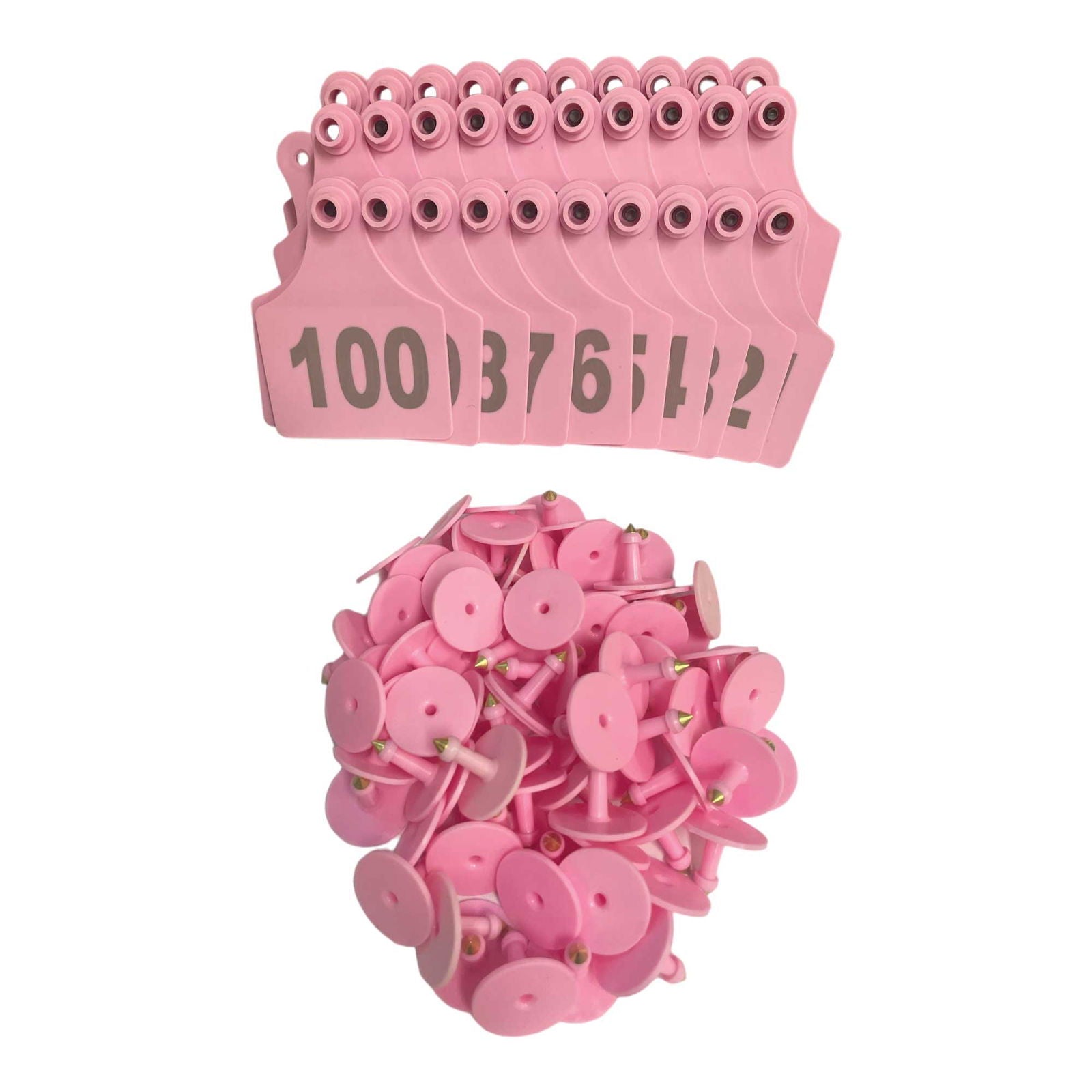 1-100 Cattle Number Ear Tags 7x10cm Set - XL Pink Cow Sheep Livestock Labels - Next Deals AU