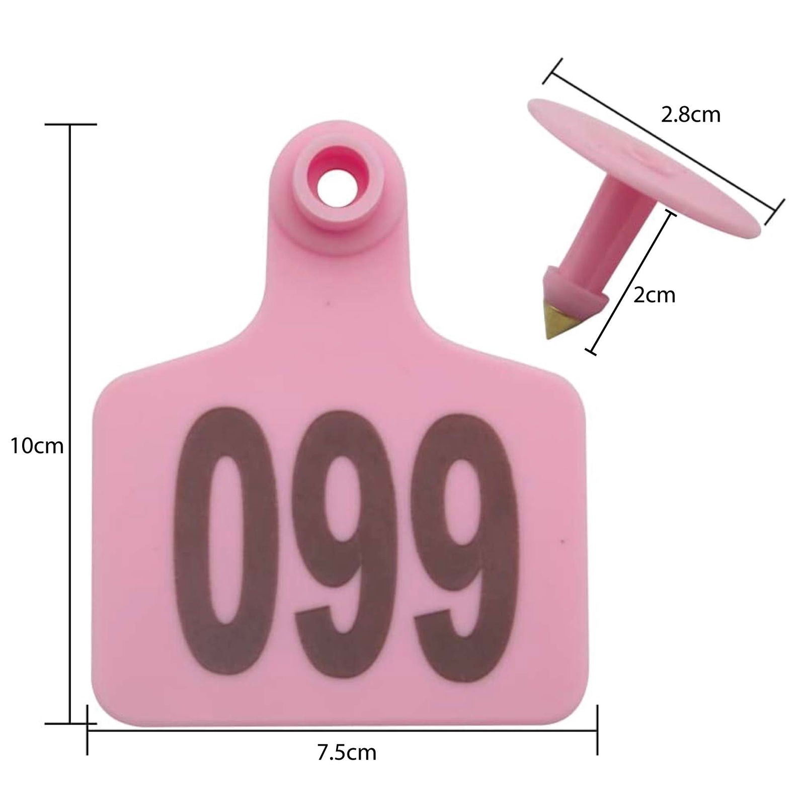 1-100 Cattle Number Ear Tags 7x10cm Set - XL Pink Cow Sheep Livestock Labels - Next Deals AU