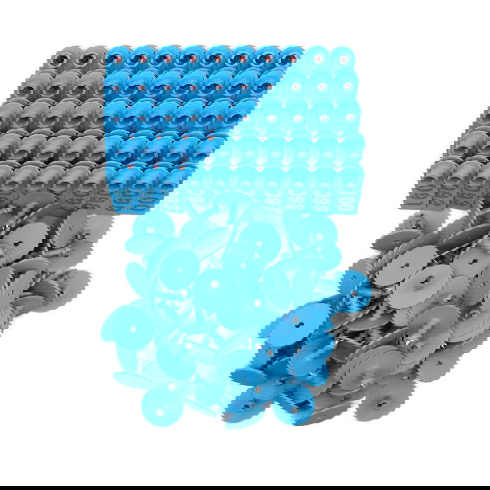 1-100 Cattle Number Ear Tags Set 5x2cm - Blue Small Cow Sheep Pig Livestock Label - Next Deals AU