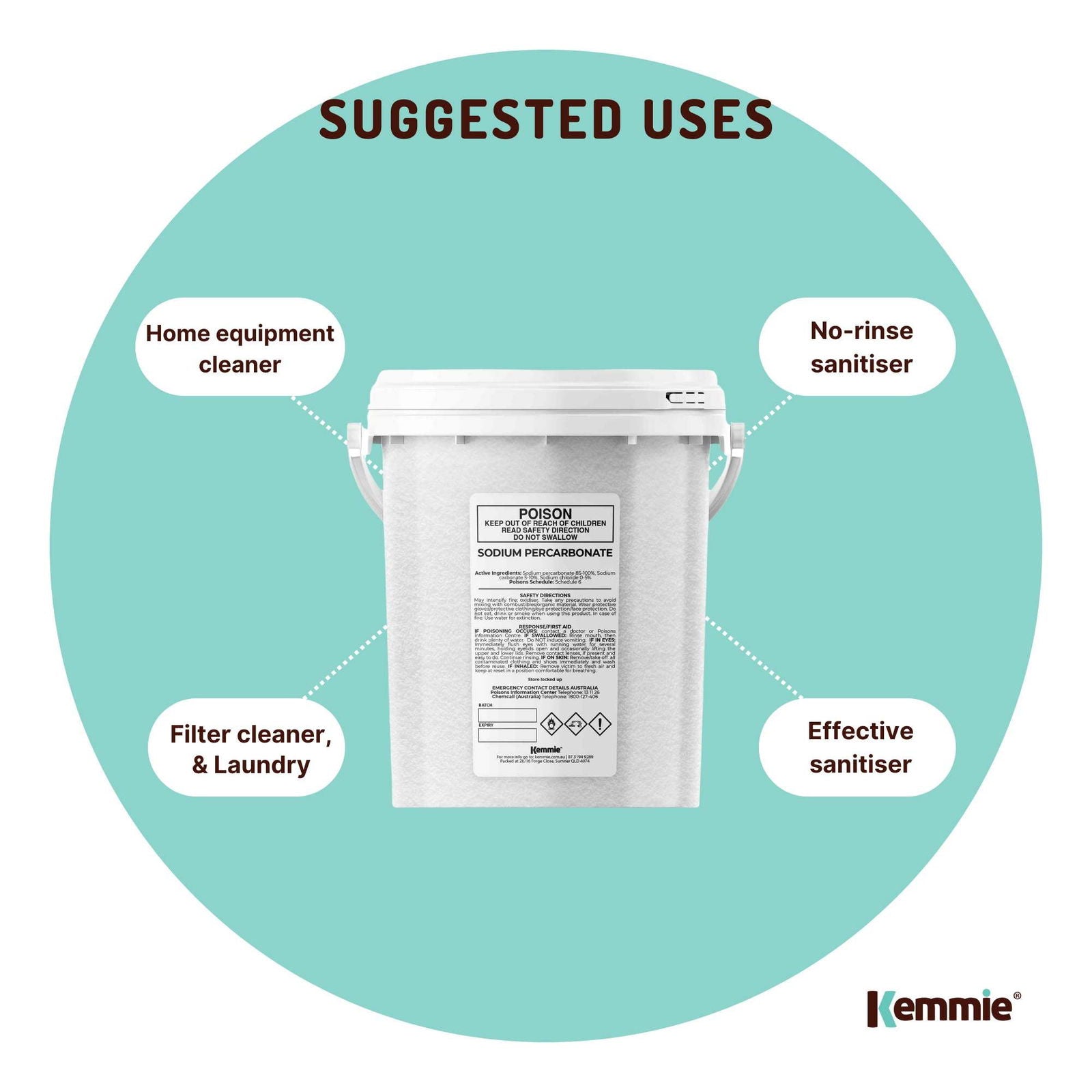 1.3Kg Sodium Percarbonate Tub - Eco Laundry Cleaner Brew Sanitiser Oxygen Bleach - Next Deals AU