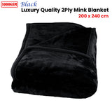 1000GSM Luxury Quality 2 Ply Mink Blanket Black 200 x 240 cm - Next Deals AU