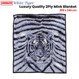 1000GSM White Tiger Luxury Quality 2 Ply Mink Blanket 200 x 240 cm - Next Deals AU