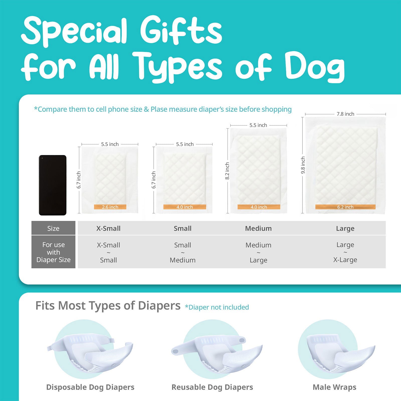 100X Pet Dog Diaper Liners Booster Pads Disposable Adhesive Travel S - Next Deals AU
