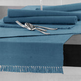 100% COTTON Ribbed Table Runner Dusk Blue 45 x 150cm - Next Deals AU