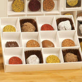 100 Pack of White Card Chocolate Sweet Soap Product Reatail Gift Box - 12 bay 4x4x3cm Compartments - Clear Slide On Lid - 16x12x3cm - Next Deals AU