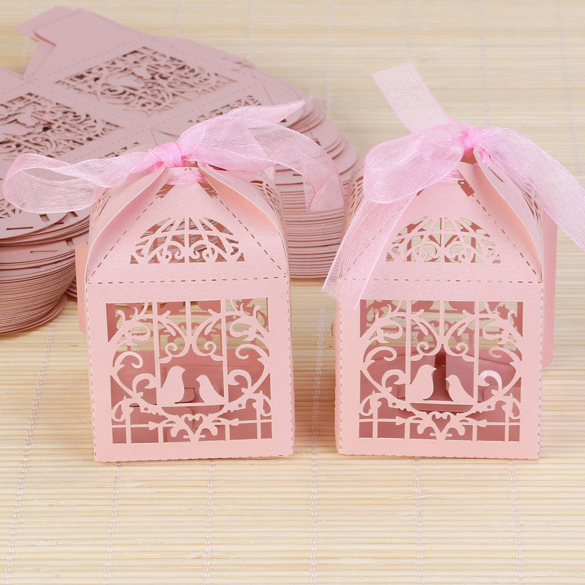 100 Piece Pack - Pink Dove Bird Heart Baby Birth naming Ceremony Bomboniere Favor Lolly Gift Card Box - Next Deals AU