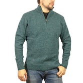 100% SHETLAND WOOL Half Zip Up Knit JUMPER Pullover Mens Sweater Knitted - Sherwood (32) - S - Next Deals AU