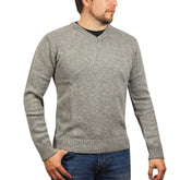 100% Shetland Wool V Neck Knit Jumper Pullover Mens Sweater Knitted - Grey (21) - XL - Next Deals AU