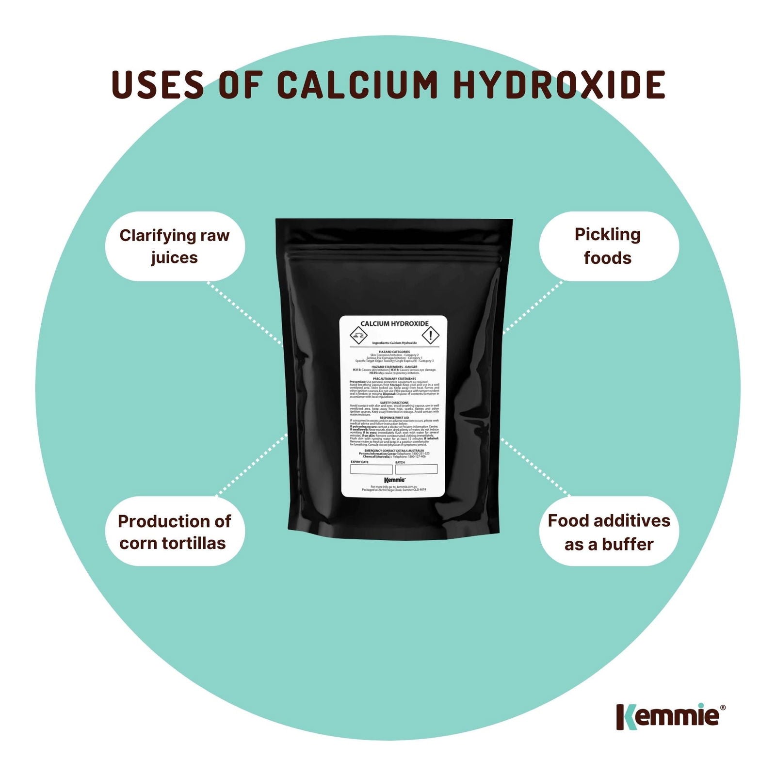 100g Food Grade Calcium Hydroxide Powder - FCC Hydrated Slaked Pickling Lime - Next Deals AU