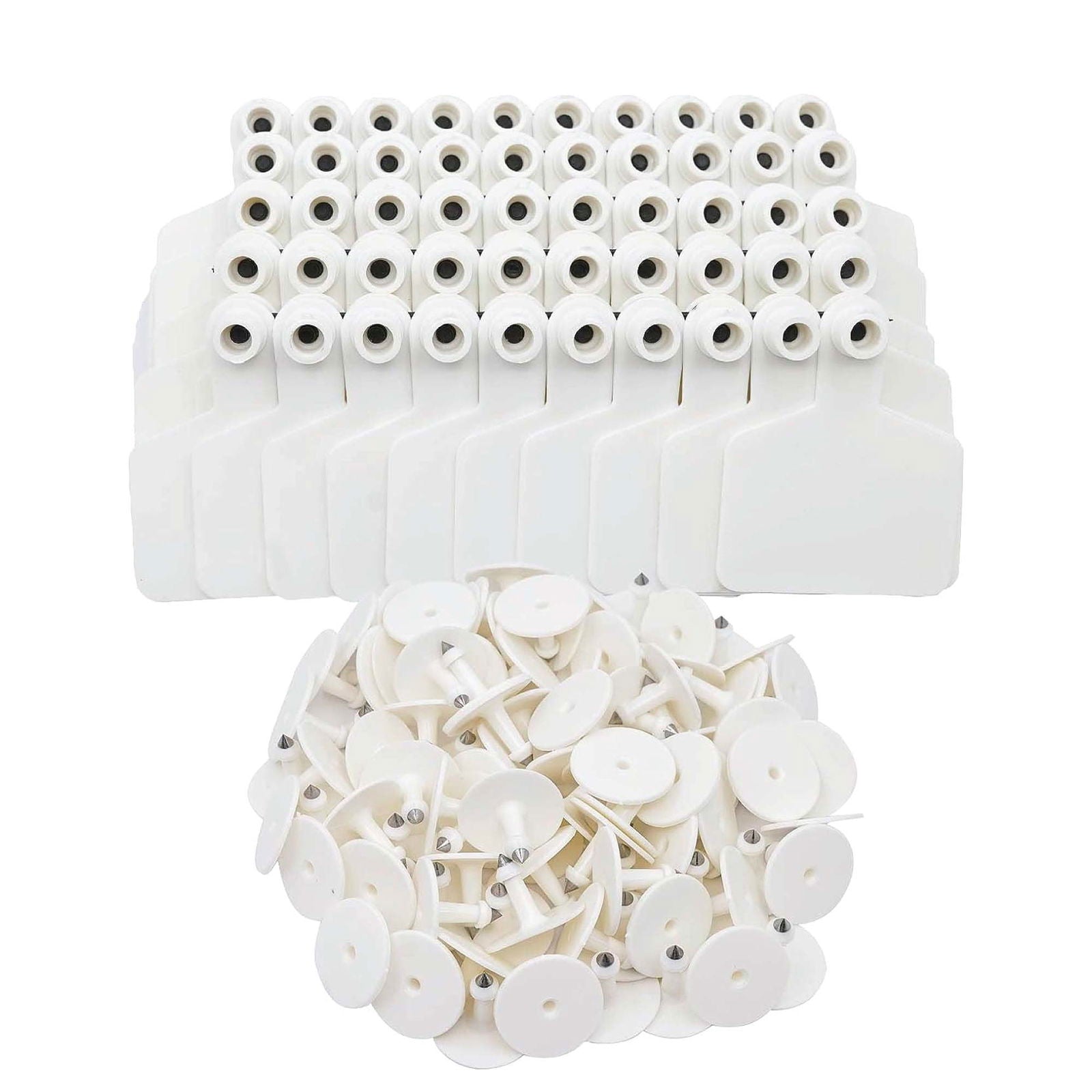 100x Cattle Ear Tags 6x7cm Set - Medium White Blank Cow Sheep Livestock Label - Next Deals AU