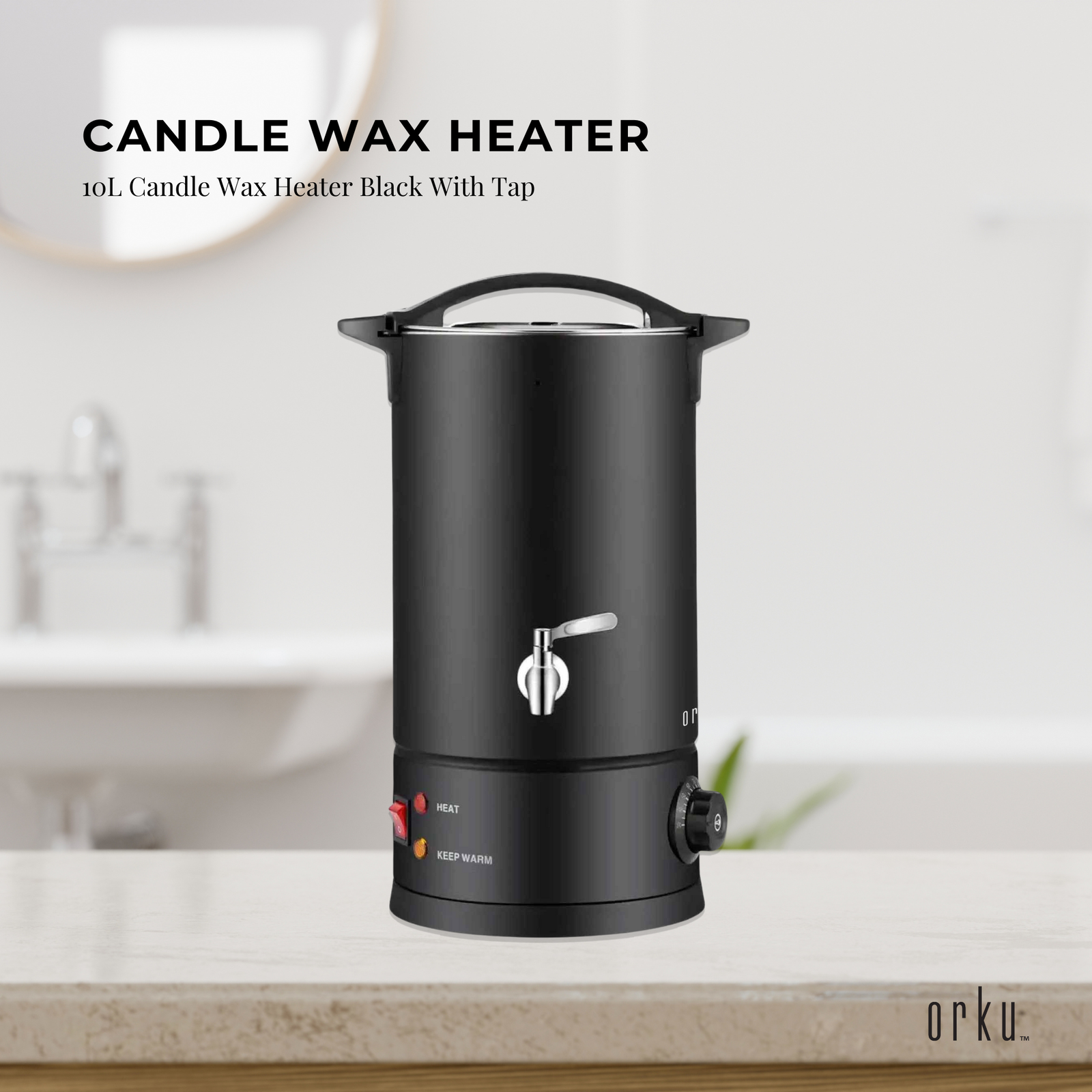 10L Candle Wax Heater Black With Tap - Soy Wax Melter Candle Making Pot - Next Deals AU