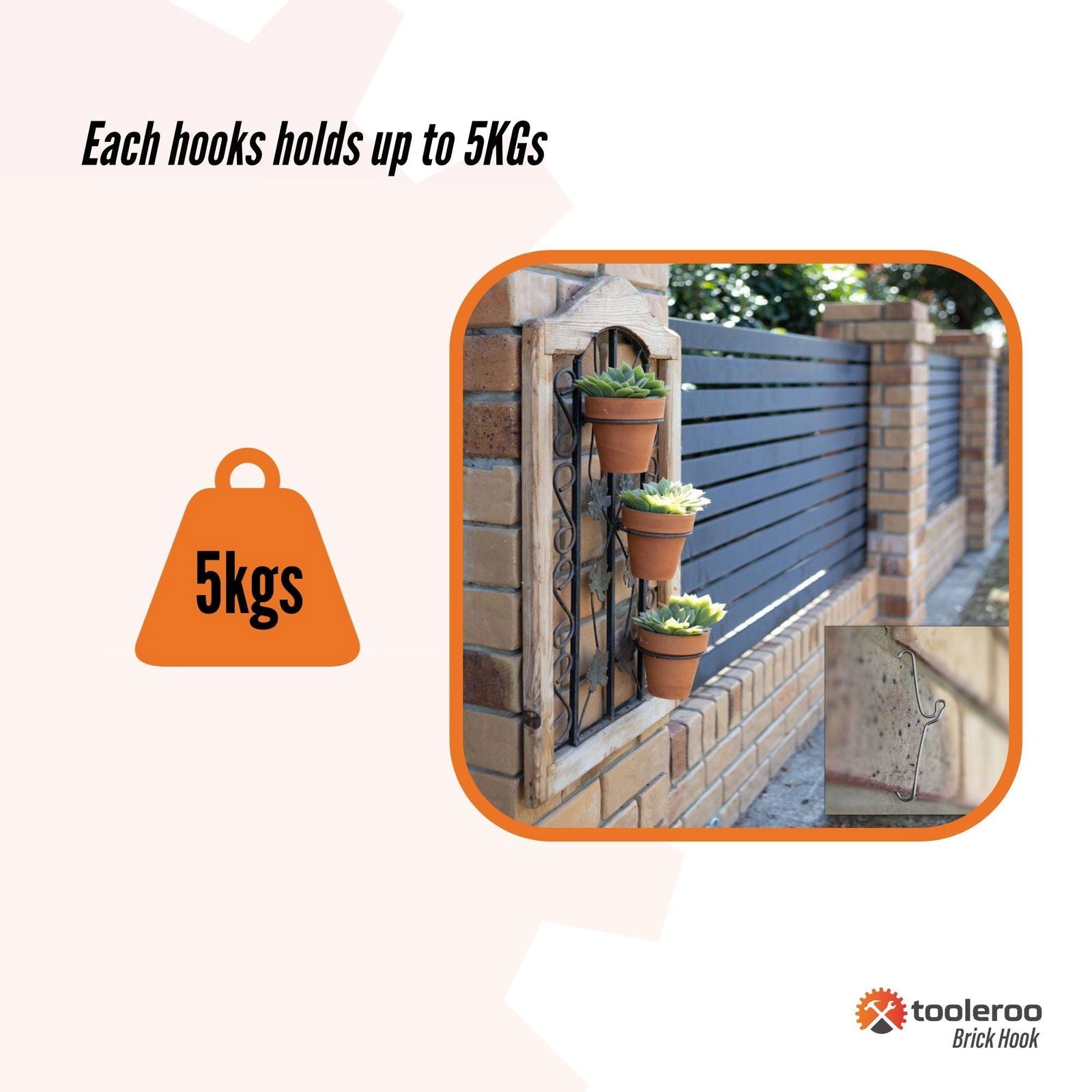 10 Pack 76mm (3") Brick Wall Hooks - Clips Hangers For Pictures Plants - Next Deals AU