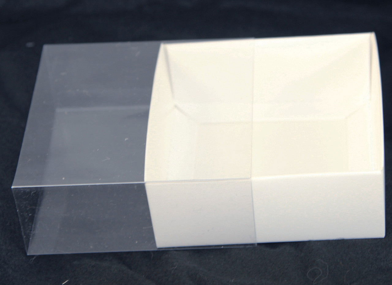 10 Pack of 10cm Square Invitation Coaster Favor Function product Presentation Cookie Biscuit Patisserie Gift Box - 4cm deep - White Card with Clear Slide On PVC Lid - Next Deals AU