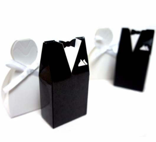 10 Pack of 5 Bride Gown and 5 Groom Tux Wedding Bridal Bomboniere Favor Candy Choc Almond Box - NW - Next Deals AU