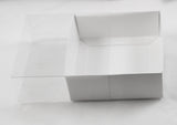 10 Pack of 8cm Square Wedding Invitation Coaster Favor Function product Presentation Cookie Biscuit Patisserie Gift Box - 2cm deep - White Card with Clear Slide On PVC Lid - Next Deals AU