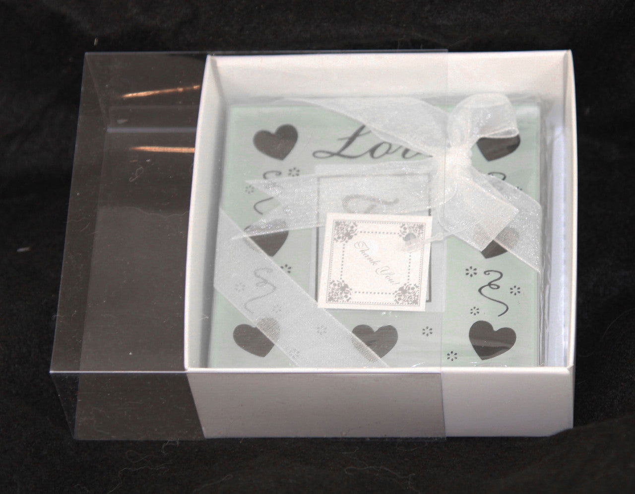 10 Pack of 8cm Square Wedding Invitation Coaster Favor Function product Presentation Cookie Biscuit Patisserie Gift Box - 2cm deep - White Card with Clear Slide On PVC Lid - Next Deals AU
