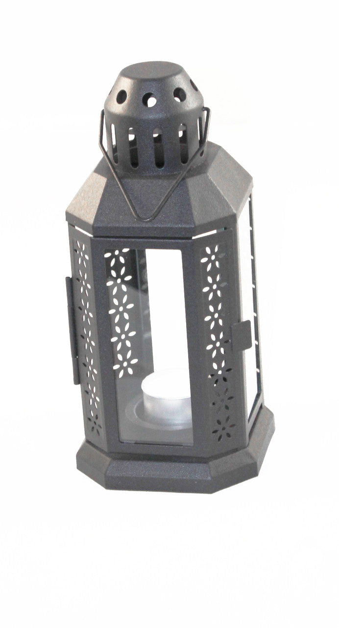 10 Pack of Dark Grey Metal Miners Lantern Summer Wedding Home Party Room Balconey Deck Decoration 21cm Tealight Candle - Next Deals AU