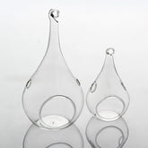 10 Pack of Hanging Clear Glass Tealight Candle Holder Tear Drop Pear Shape - 12cm High - Terrarium Plant Mini Garden Holder Decor - Next Deals AU