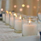10 White Wax Clear Glass Holder Votive Candle - Wedding Event Centrepiece Table Decoration - Next Deals AU