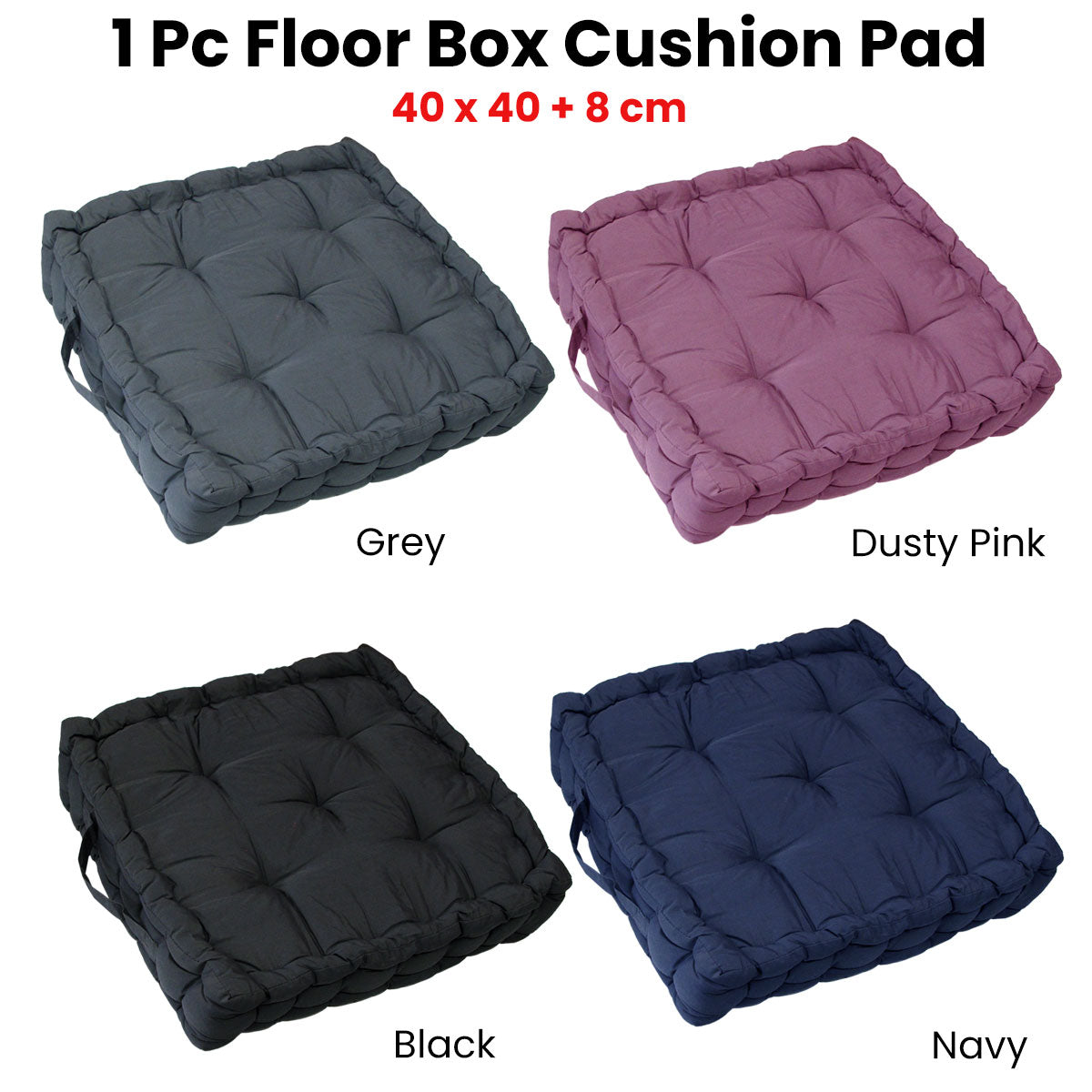 1 Pc Floor Box Cushion Pad 40 x 40+ 8 cm Navy - Next Deals AU