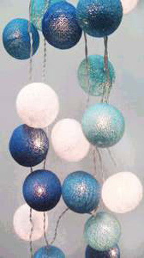1 Set of 20 LED Blue 5cm Cotton Ball Battery Powered String Lights Christmas Gift Home Wedding Party Boys Bedroom Decoration Indoor Table Centrepiece - Next Deals AU