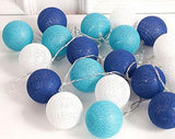 1 Set of 20 LED Blue 5cm Cotton Ball Battery Powered String Lights Christmas Gift Home Wedding Party Boys Bedroom Decoration Indoor Table Centrepiece - Next Deals AU