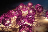 1 Set of 20 LED Cassis Purple 5cm Rattan Cane Ball Battery Powered String Lights Christmas Gift Home Wedding Party Bedroom Decoration Table Centrepiece - Next Deals AU
