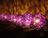 1 Set of 20 LED Cassis Purple 5cm Rattan Cane Ball Battery Powered String Lights Christmas Gift Home Wedding Party Bedroom Decoration Table Centrepiece - Next Deals AU