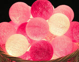 1 Set of 20 LED Pink 5cm Cotton Ball Battery Powered String Lights Christmas Gift Home Wedding Party Girl Bedroom Decoration Outdoor Indoor Table - Next Deals AU