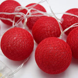 1 Set of 20 LED Red 5cm Cotton Ball Battery Powered String Lights Christmas Gift Home Wedding Party Bedroom Decoration Outdoor Indoor Table Centrepiece - Next Deals AU