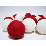 1 Set of 20 LED Red White 5cm Cotton Ball Battery String Lights Christmas Gift Home Wedding Party Bedroom Decoration Outdoor Indoor Table Centrepiece - Next Deals AU