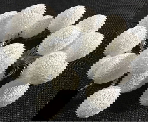 1 Set of 20 LED White 5cm Cotton Ball Battery Powered String Lights Christmas Gift Home Wedding Party Bedroom Decoration Outdoor Indoor Table Centrepiece - Next Deals AU