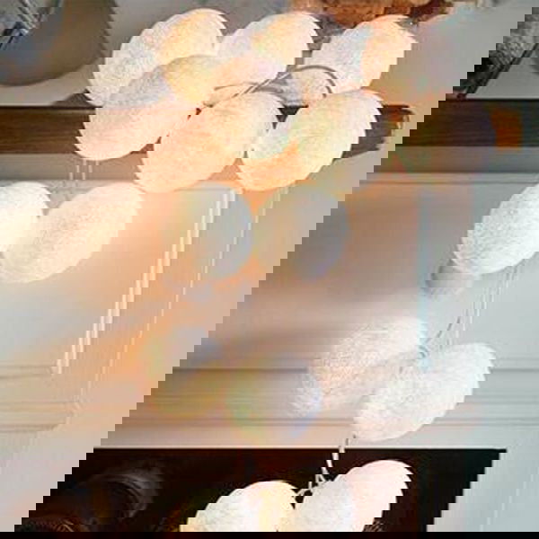 1 Set of 20 LED White 5cm Cotton Ball Battery Powered String Lights Christmas Gift Home Wedding Party Bedroom Decoration Outdoor Indoor Table Centrepiece - Next Deals AU
