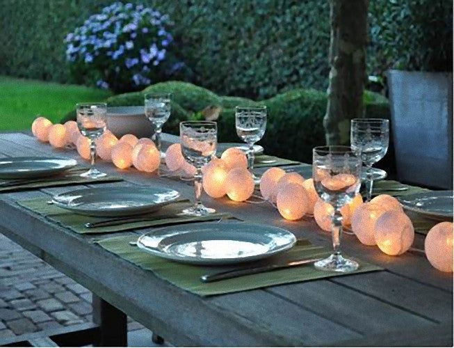 1 Set of 20 LED White 5cm Cotton Ball Battery Powered String Lights Christmas Gift Home Wedding Party Bedroom Decoration Outdoor Indoor Table Centrepiece - Next Deals AU