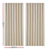 Artiss 2X Blockout Curtains Eyelet 300x230cm Beige