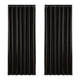 Artiss 2X Blockout Curtains Eyelet 240x230cm Black Shine