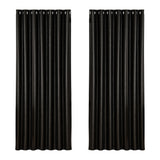 Artiss 2X Blockout Curtains Eyelet 240x230cm Black Shine