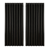 Artiss 2X Blockout Curtains Eyelet 300x230cm Black Shine