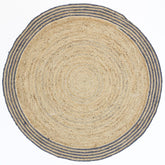 Capri Grey Natural Round Boarder Rug
