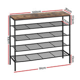 Artiss Shoe Rack 25 Pairs 5-tier Shoe Storage Organiser Shelf Metal frame Walnut