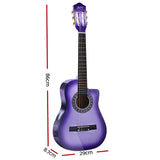 Alpha 34 Inch Classical Guitar Wooden Body Nylon String Beginner Kids Gift Purple