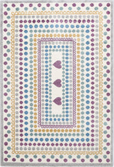 Piccolo Multi Colour and Pink Polka Dot Love Heart Kids Rug