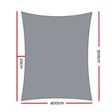 Instahut Shade Sail 4x5m Rectangle 280GSM 98% Grey Shade Cloth