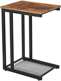 Bedside Table with Mesh Shelf, Rustic Brown
